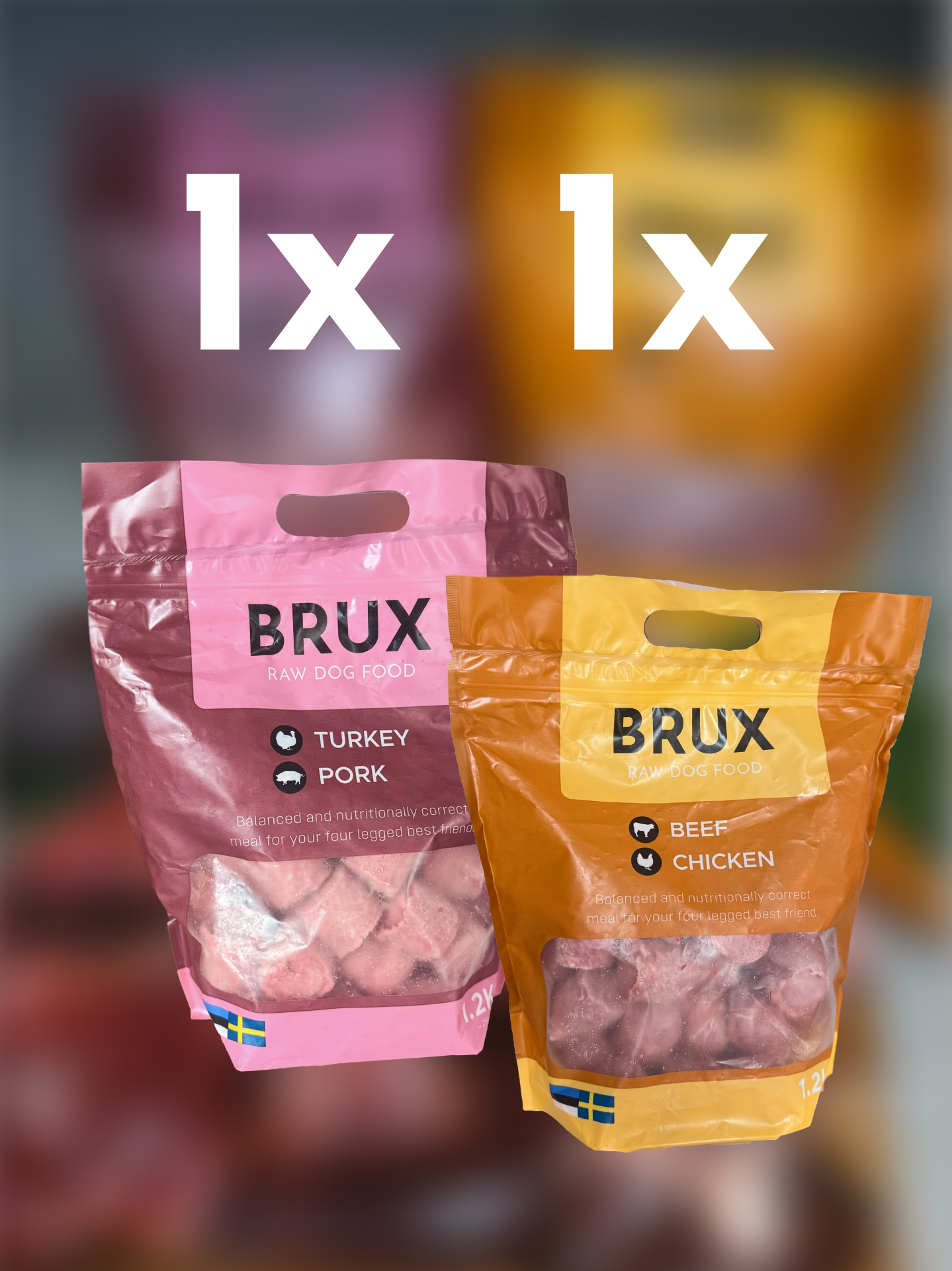 beef chicken and turkey pork balanced raw dog food brux